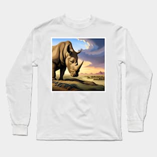 Rhinoceros Art Print Long Sleeve T-Shirt